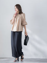 【WEB限定】ウエストゴムワイドパンツ≪手洗い可能≫