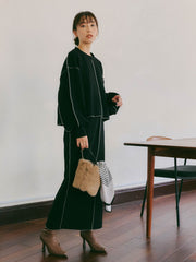 【WEB別注】ダンボール配色ラインスカート≪手洗い可能/セットアップ可能≫