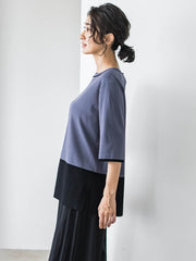 【大きいサイズ】Tシャツ風ニットプルオーバー≪手洗い可能≫