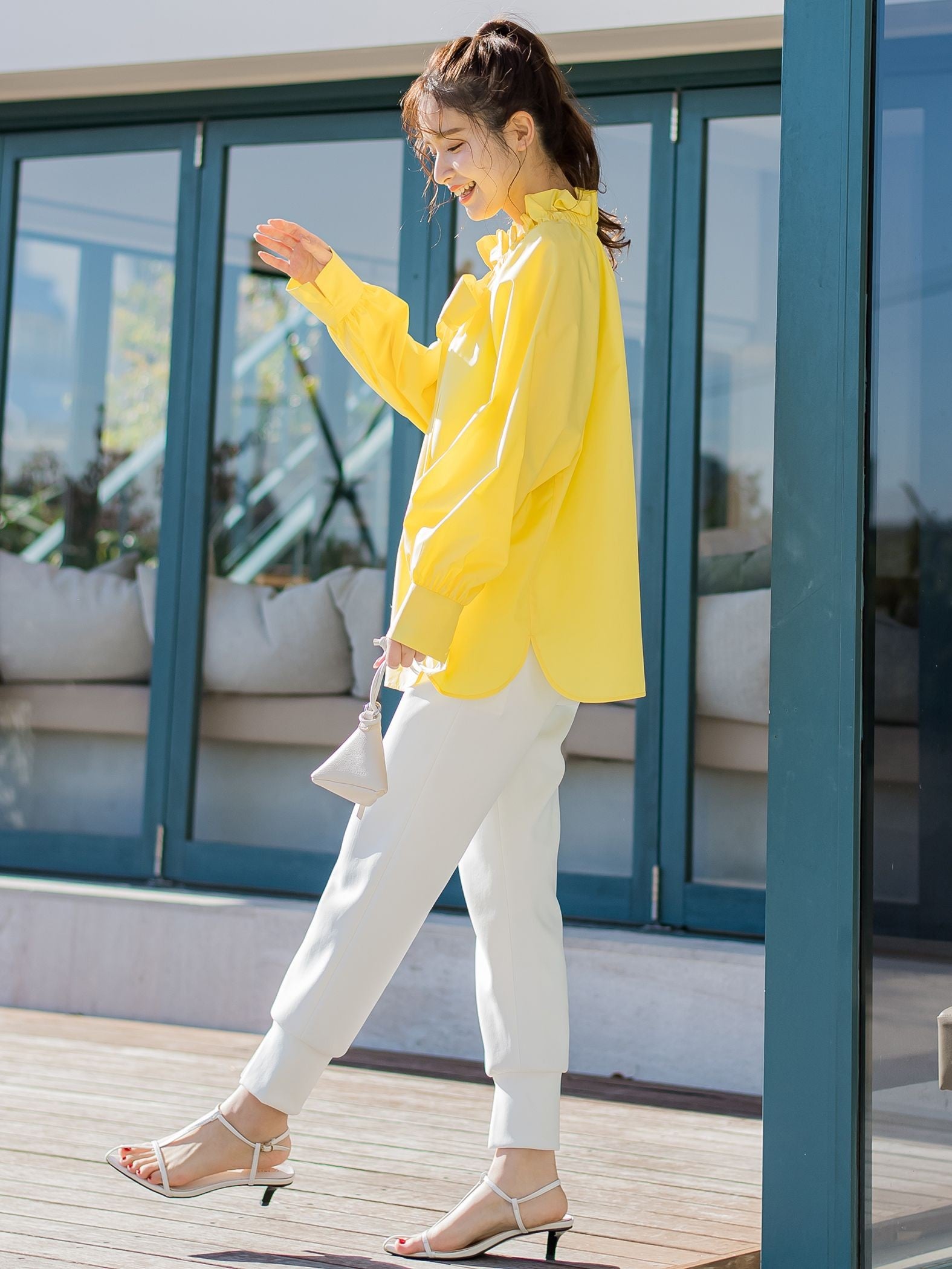 【ビッキー定番/ロングシーズン大活躍の多機能素材/L号サイズ登場!】裾スリットジョガーパンツ《洗濯機で洗える》