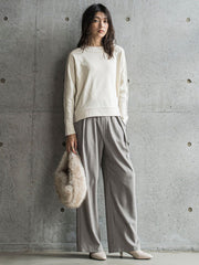 【WEB限定】裏毛×ニット前後ドッキングプルオーバー≪手洗い可能≫