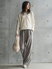 【WEB限定】裏毛×ニット前後ドッキングプルオーバー≪手洗い可能≫
