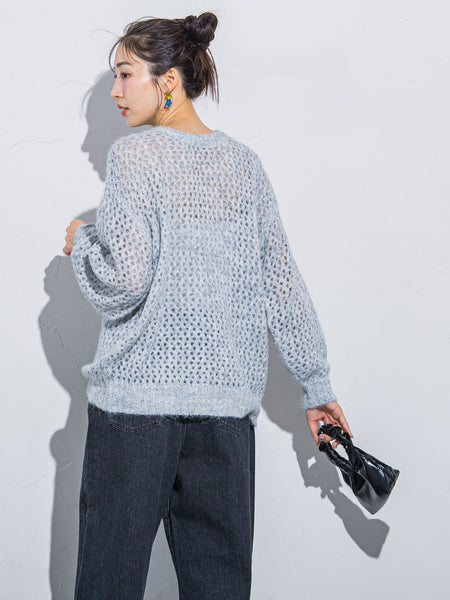 【ざっくりメッシュが可愛い】メッシュラメニット《手洗い可能》