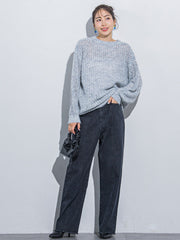 【ざっくりメッシュが可愛い】メッシュラメニット《手洗い可能》