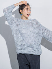 【ざっくりメッシュが可愛い】メッシュラメニット《手洗い可能》