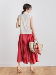 【WEB限定】麻調シアーシャーリングフレアスカート≪手洗い可能≫