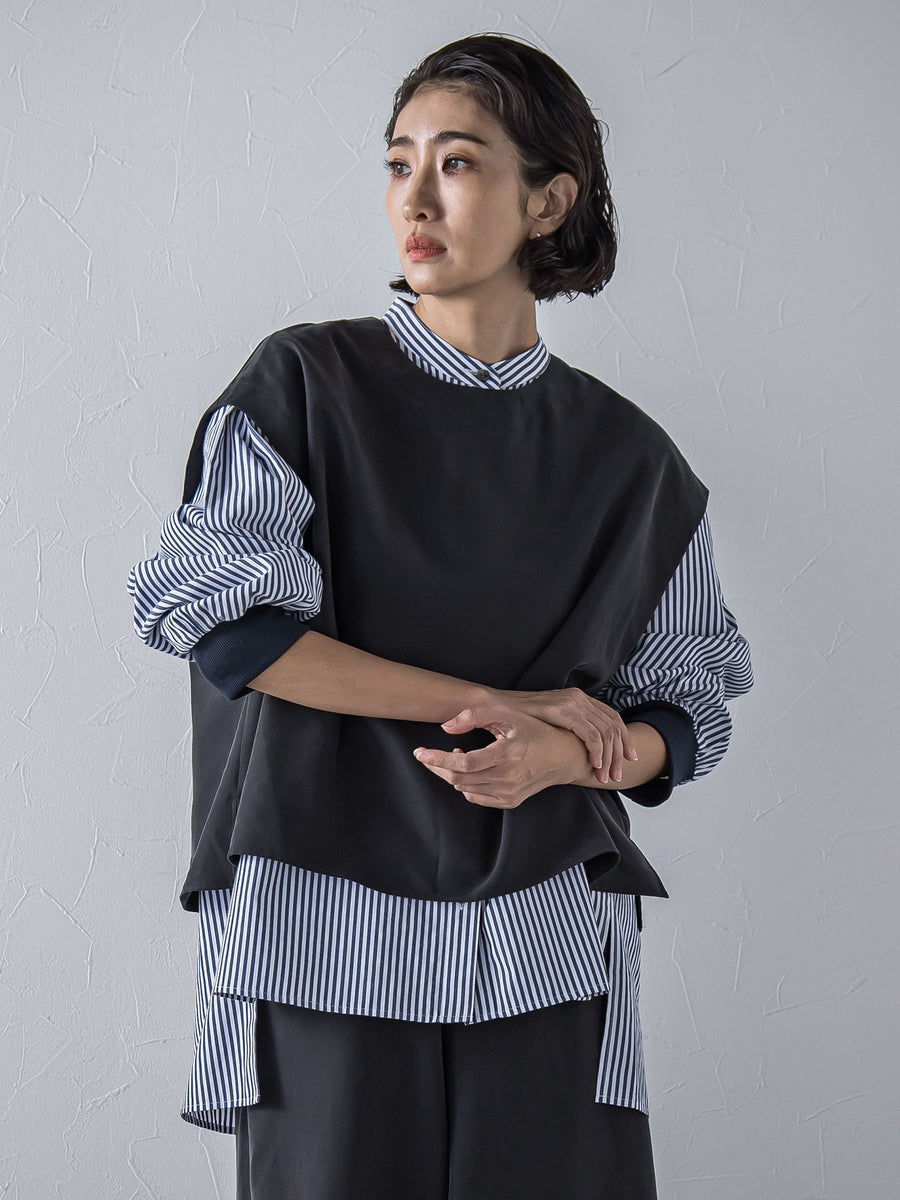 ラエフ（la．f．．．）/【biyori】”着こなし自在”2wayピーチポプリンジレ≪洗濯機で洗える≫ biyori】”着こなし自在”2wayピーチポプリンジレ≪洗濯機で洗える