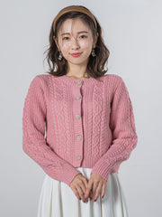 ケーブル編みパールカーディガン≪手洗い可能≫