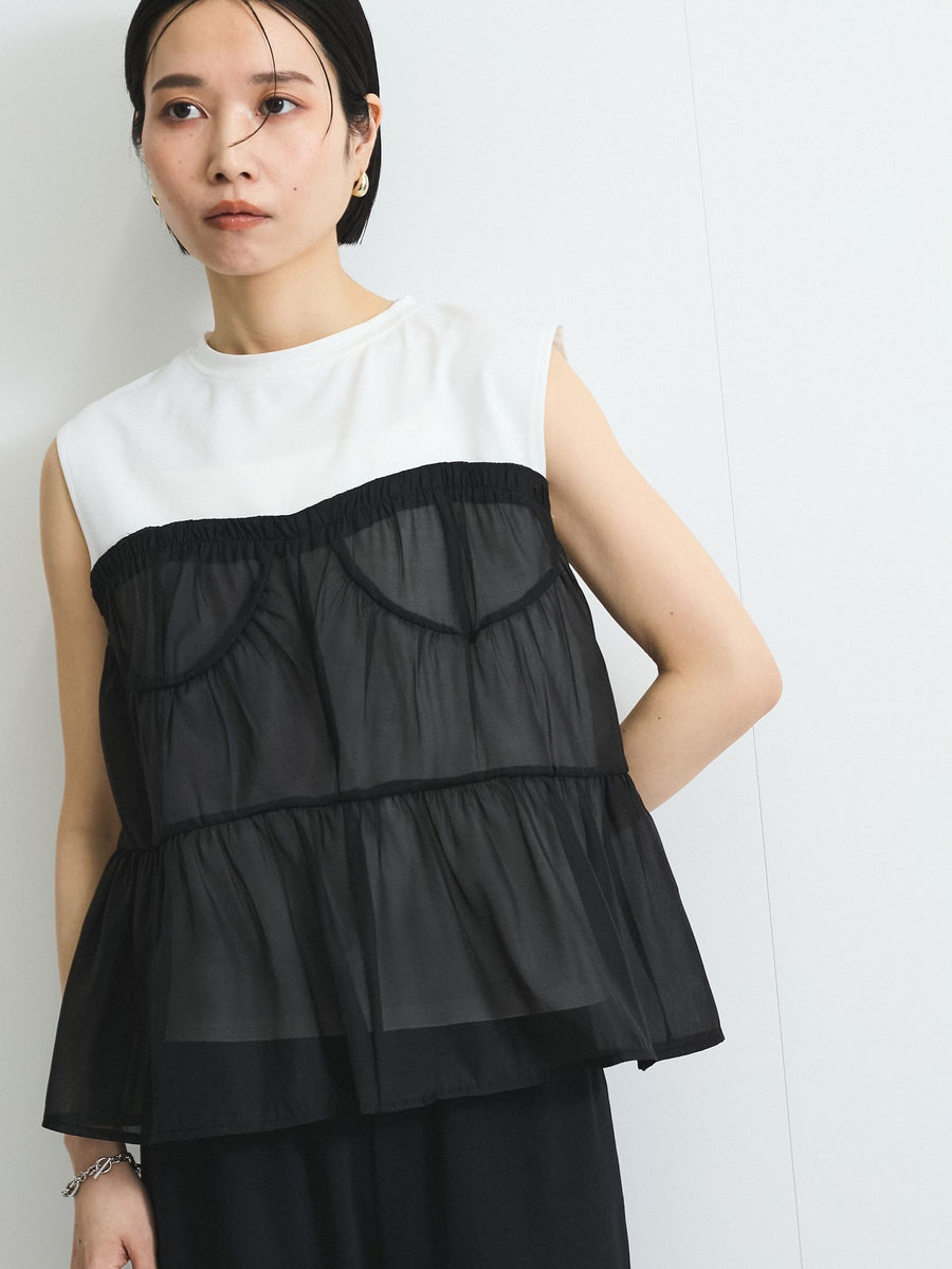 VICKY - ビッキー(VICKY)レースポンチアシメノースリーブプルオーバー2タグ付 白 VICKYのトップスの商品一覧|レディースファッション通販のJ