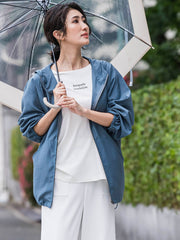【大きいサイズ】梅雨時期も安心、撥水パーカー≪洗濯機で洗える≫