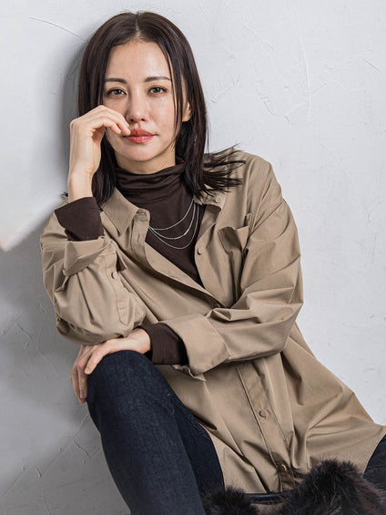 【WEB限定】吸湿発熱スムースストレッチタートルカットソー