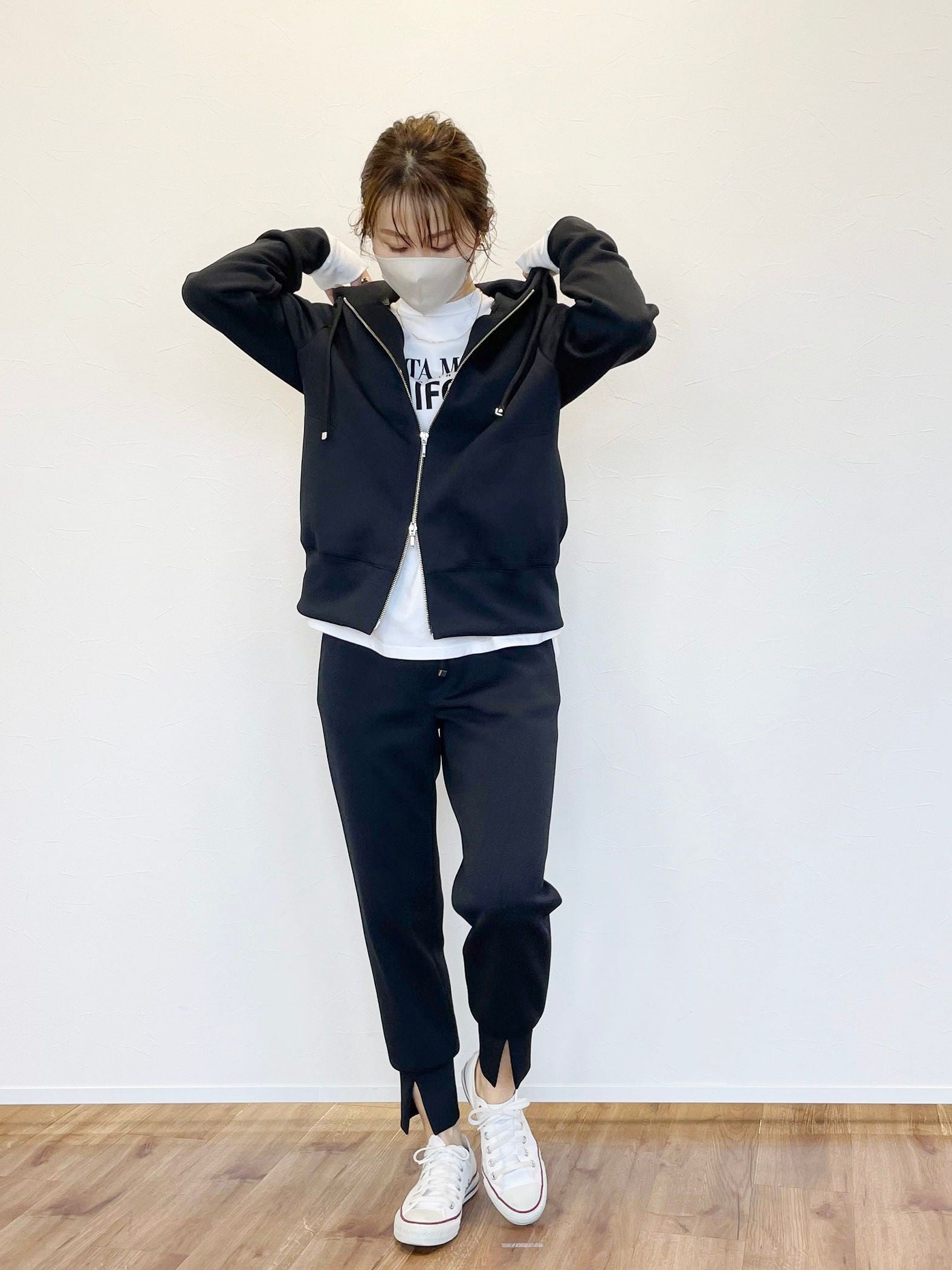 【ビッキー定番/ロングシーズン大活躍の多機能素材/L号サイズ登場!】裾スリットジョガーパンツ《洗濯機で洗える》