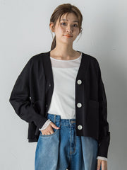 Vネックカーディガン≪手洗い可能≫