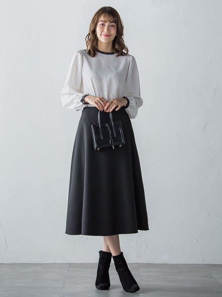 【S/M/L展開】冬仕様 美シルエットロングフレアスカート ≪洗濯機で洗える≫