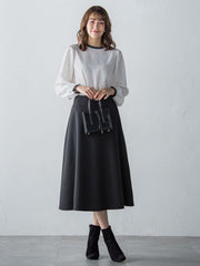 【S/M/L展開】冬仕様 美シルエットロングフレアスカート ≪洗濯機で洗える≫