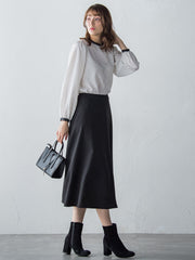【S/M/L展開】冬仕様 美シルエットロングフレアスカート ≪洗濯機で洗える≫