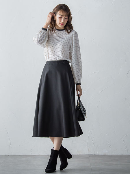 【S/M/L展開】冬仕様 美シルエットロングフレアスカート ≪洗濯機で洗える≫