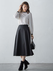 【S/M/L展開】冬仕様 美シルエットロングフレアスカート ≪洗濯機で洗える≫