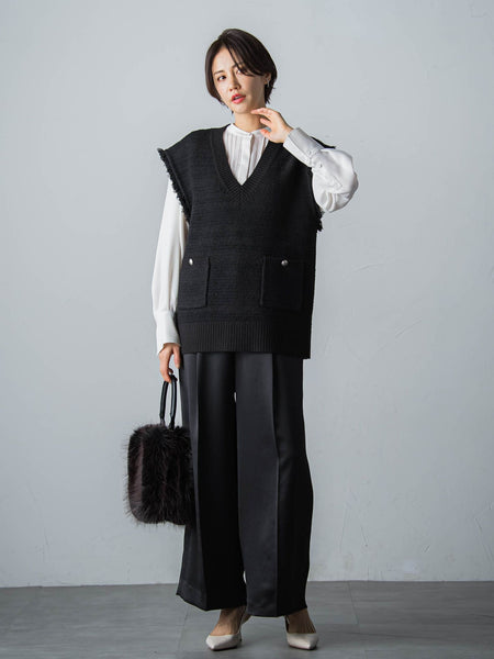 【STORY11月号掲載】ヴィンテージサテンワイドパンツ≪洗える≫