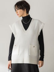 【STORY11月号掲載】【洗えるニット】ジャガードニットベスト≪WEB別注サイズあり≫