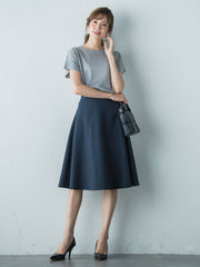 撥水加工 美シルエットフレアスカート≪洗濯機で洗える≫