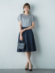 撥水加工 美シルエットフレアスカート≪洗濯機で洗える≫