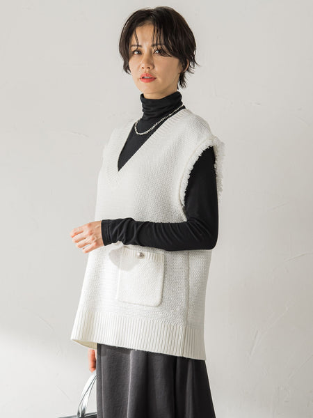 【STORY11月号掲載】【洗えるニット】ジャガードニットベスト≪WEB別注サイズあり≫