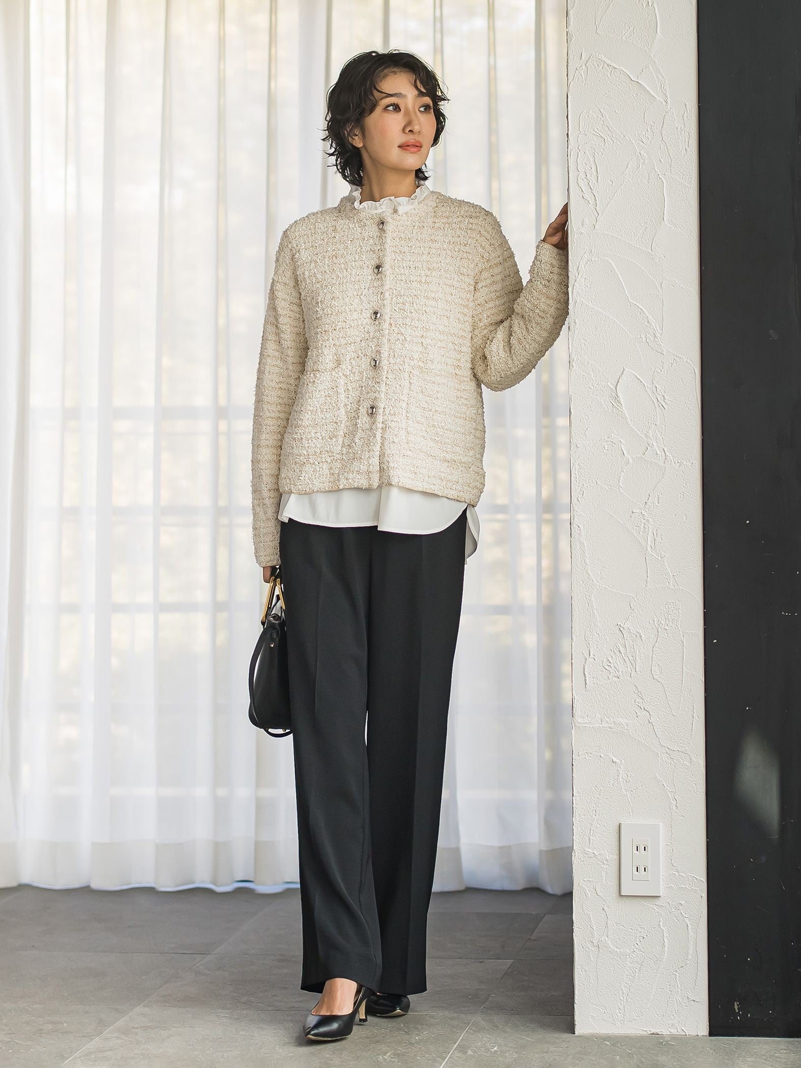 【カタログ掲載】ハイストレッチカルゼワイドパンツ