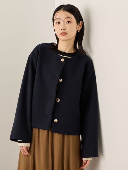 ウールチョウジャージーノーカラージャケット