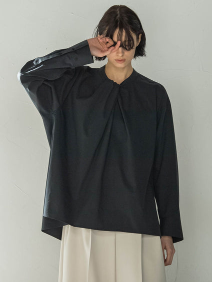 T/Cストレッチブロード ツイストカラーブラウス