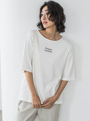 【大きいサイズ】【biyori】刺繍ロゴTシャツ≪洗濯機で洗える≫