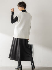 【STORY11月号掲載】【洗えるニット】ジャガードニットベスト≪WEB別注サイズあり≫