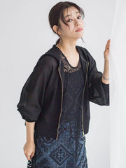 変わり織りメッシュパーカー≪手洗い可能≫