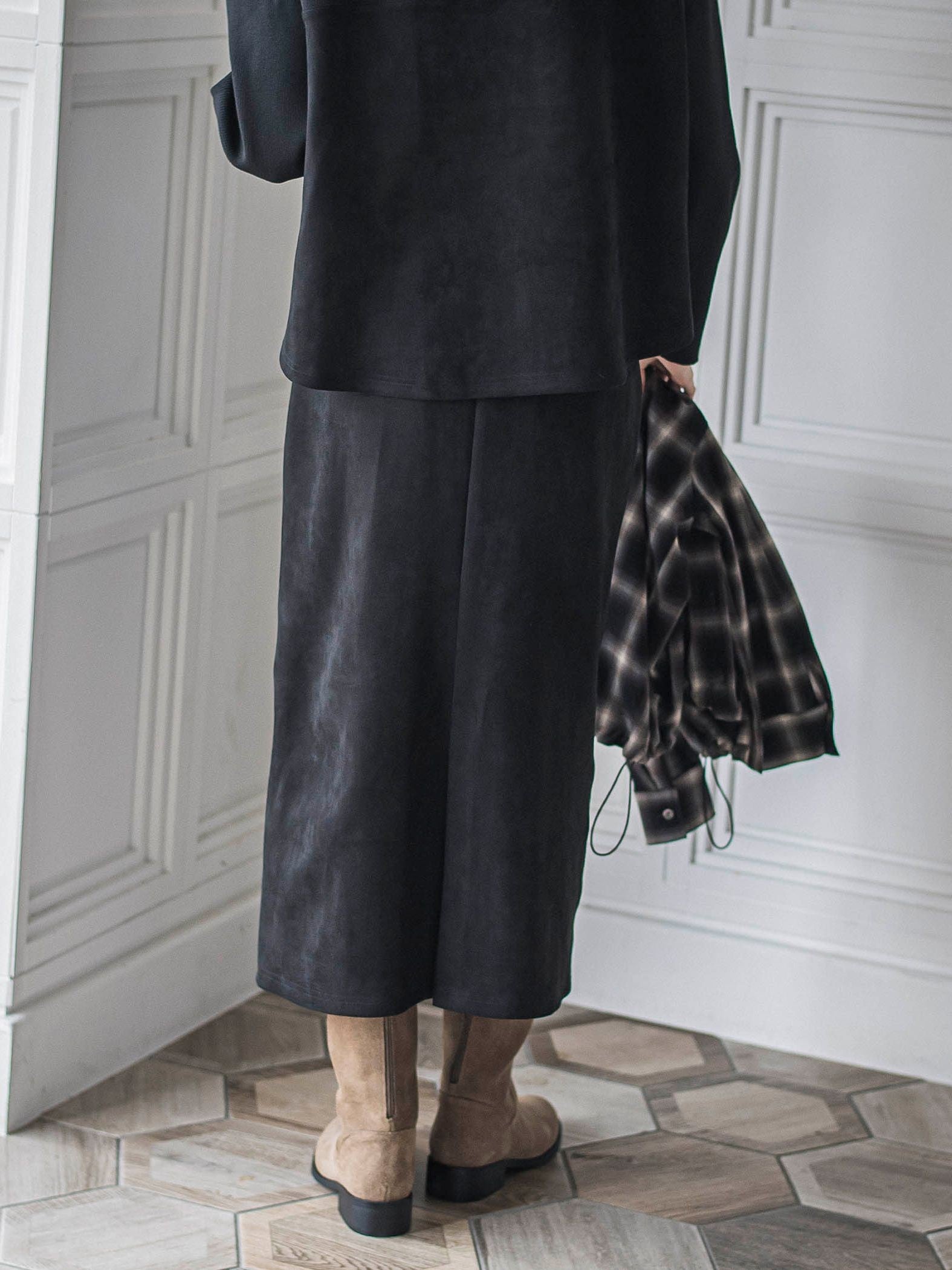 【新色追加】スウェード調×ニットスカートセットアップ≪手洗い可能≫