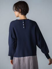 【WEB限定】【洗えるニット】バックボタンドルマンニット≪Lサイズあり≫