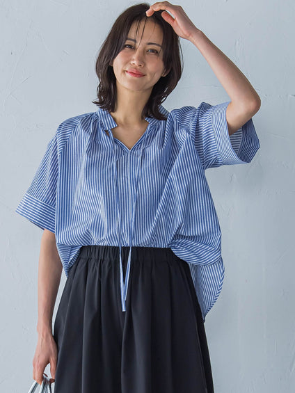 ローンラメストライプブラウス≪手洗い可能≫