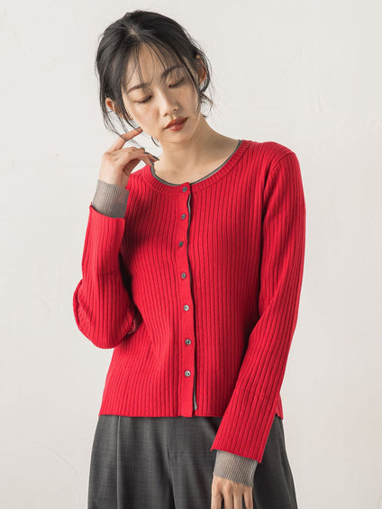 シアー切替えRIBニット≪手洗い可能≫