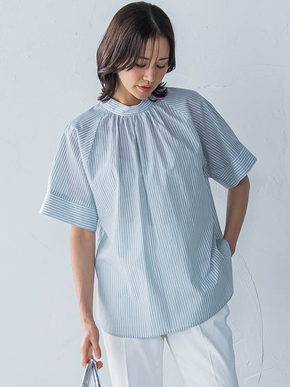 ローンラメストライプブラウス≪手洗い可能≫