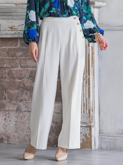 キラキラボタンワイドパンツ≪手洗い可能≫