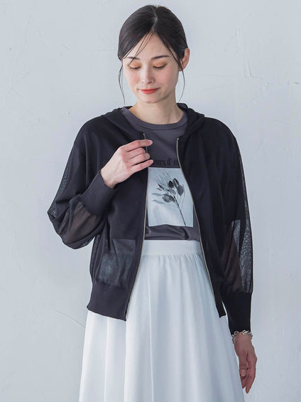 【一部店舗限定販売】シアーニットジップパーカー≪手洗い可能≫