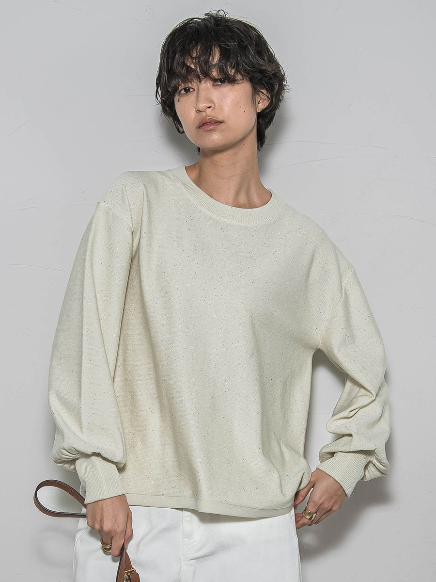 【NEW】メイソングレイ（MAYSON GREY）/ミニスパンコールクルーネックニット≪手洗い可能≫ ミニスパンコールクルーネックニット≪手洗い可能≫ | MAYSON GREY