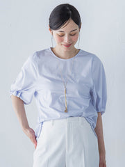 【WEB限定】きれいめハーフスリーブカットソー ≪接触冷感/洗濯機OK≫