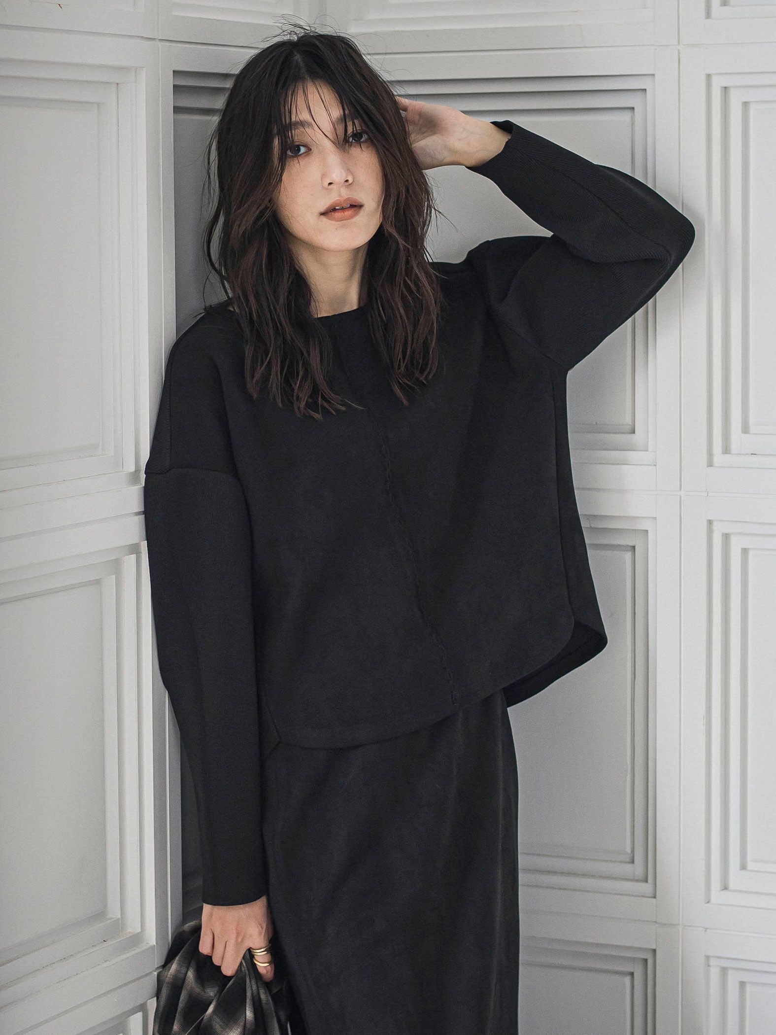 【新色追加】スウェード調×ニットスカートセットアップ≪手洗い可能≫