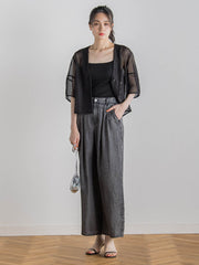 バイオシルクパウダー加工ワイドパンツ≪洗濯機で洗える≫