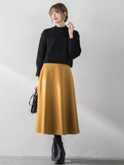 【S/M/L展開】冬仕様 美シルエットロングフレアスカート ≪洗濯機で洗える≫
