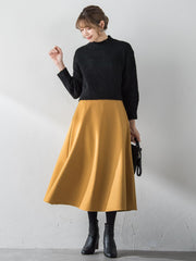 【S/M/L展開】冬仕様 美シルエットロングフレアスカート ≪洗濯機で洗える≫