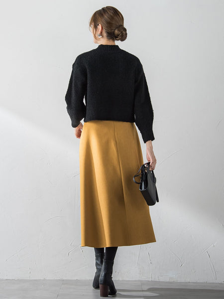【S/M/L展開】冬仕様 美シルエットロングフレアスカート ≪洗濯機で洗える≫