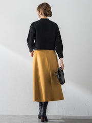 【S/M/L展開】冬仕様 美シルエットロングフレアスカート ≪洗濯機で洗える≫