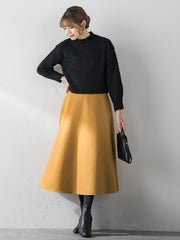 【S/M/L展開】冬仕様 美シルエットロングフレアスカート ≪洗濯機で洗える≫