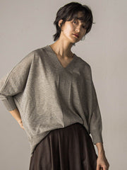 LEVITAシアーVネックドルマンニットプルオーバー≪手洗い可能≫